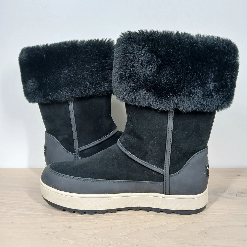 Koolaburra By UGG Boots Womens 8 Black Faux Fur Side Zip Platform Winter Y2K - Picture 7 of 12